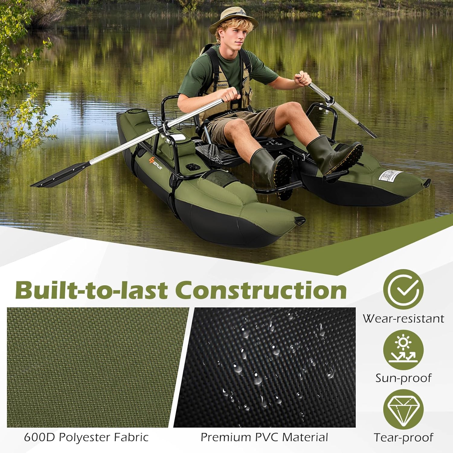 Adult Inflatable Belly Boat wi – Fishing Boat Paddle Bewertung und Preis